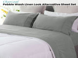Ramesses Charcoal Pebble Wash Linen Look Alternative Sheet Set Double V442-KIT-SHEETS-PEBBLEWASHLINEN-CHARCOAL-DS
