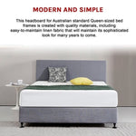 Linen Fabric Queen Bed Deluxe Headboard Bedhead - Slate Ash V63-839551