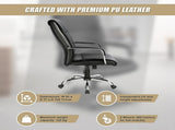 PU Leather Office Chair Ergonomic Executive Swivel Desk Chair with Padded Seat in Black V63-774965