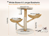 Solid Wood Cat Tree with 3 Branches & Baskets V767-P-XM1668