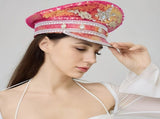 Sparkling Rhinestone Captain's Hat, Covered in Sequins, Adorned with Rhinestone Trim, Unisex and V1232-FSCZM-001