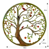 Round Laser Cut Tree Of Life w Red Birds 80cm V637-71668TRE