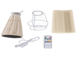 Pleated Table Lamp with Remote Control Modern Beige Fabric Shade Rattan Base Nightstand Lamp for V1294-YM0901-3119240061911