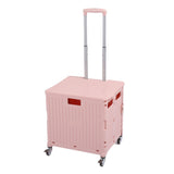 Collapsible Utility Rolling Crate Swivel Casters PP Strong with Telescopic Handle Lid Storage V1294-YM0901-3117230195712