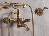 Bathtub Faucet with Handheld Shower Antique Brass Wall-Mounted Multifunctional Mixer Tap, Hot & V1107-113-05005-BRO-B