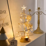 Warm Light Iron Art Crystal Christmas Tree Lamp, Battery Powered, Perfect for a Cozy Holiday V1232-ZSD-001