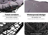 Gardeon Outdoor Chairs Outdoor Furniture Papasan Chair Wicker Patio Garden Black ODF-PAPASAN-CH-BK
