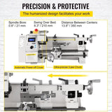 VEVOR Mini Metal Lathe 8x14, Mini Lathe Machine 2250 PRM Variable Speed Change,Precision Mini Lathe V952-JSMNCC8X140000001V3