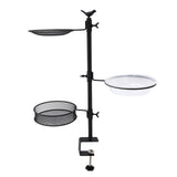Deck Bird Feeder for Railing Mount Detachable Outdoor Balcony Three Trays Bath Fence V1294-YM0901-3111240176111