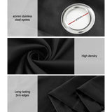 Artiss 2X Blockout Curtains Eyelet 180x213cm Black BC-MATT-180X213-BK