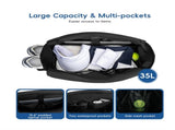 Black Large Quilted Tennis Tote Bag with Shoe Compartment - Waterproof Lightweight for Men and Women V888-ELOSUNG33069