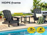 Gardeon Outdoor Chairs Folding Adirondack Beach Chair HDPE Sun Lounge Patio Furniture Garden Black FF-BEACH-HEFD-BK