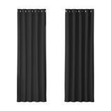 Artiss 2X Blockout Curtains Eyelet 180x213cm Black BC-MATT-180X213-BK