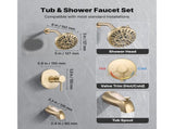 Tub and Shower Faucet Set, Complete with 127 mm Rainfall Shower Head and Bathtub Spout, 8-Setting V952-YGHLLTZHHWHWLKQ5W001V0