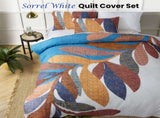 Accessorize Sorrel White Cotton Foliage Quilt Cover Set King V442-HIN-QUILTCS-SORREL-WHITE-KI