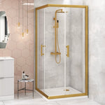 Adjustable 900x900mm Double Sliding Door Glass Shower Screen in Gold V63-845101