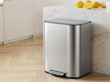 Cefito Kitchen Trash Can 40L Pedal Bins Rubbish Bin Steel with Soft Close Lid, Removable Inner RB-40L-1C-GY