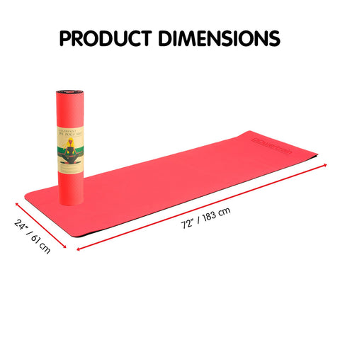 Powertrain TPE Pilates Exercise Yoga Mat 8mm - Red YM-TPE-DHG-RD