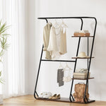 Artiss Clothes Rack Wardrobe Coat Stand 4-Tier Walnut HANGER-C-02-MET-WAL