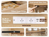 Artiss Dressing Table LED Vanity Desk Charging Station Wood FURNI-L-DRESS10-WD-AB