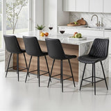 Artiss 4x Bar Stools Kitchen Dining Chair Counter Stool Diamond PU Leather Black BA-K-799-BKX4