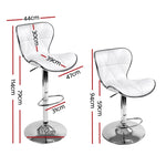 Artiss 2x Bar Stools Gas Lift Leather Seat White BA-TW-NEW4045-WHX2