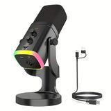 YU8 Dynamic Microphone, XLR/Type-C Dual Mode, Built-in HiFi Sound Card, 48kHz HD Sampling, RGB V1232-ZMMKF-001