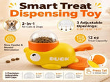 Cat Treat, Duck Treat Dispenser with Adjustable Openings & Slow Feeder Puzzle, Interactive Pet V1366-AZ2-W-11647