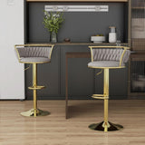 SERENIT Golden Swivel Upholstered Velvet Adjustable Height Counter Stool with Metal Frame Grey V255-SE-GP2312R-GREY