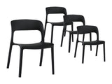 Gardeon 4PC Outdoor Dining Chairs Stackable PP Patio Chair Garden Furniture Black ODF-CHAIR-PPTX14-BK-4X