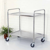 SOGA 2 Tier 81x46x85cm Stainless Steel Kitchen Dining Food Cart Trolley Utility Round Small FOODCART1105