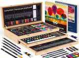 Black 175-Piece Deluxe Art Set with 2 Drawing Boards, Wax Crayons, Acrylic Paints, Colored Pencils, V1106-MSHB175003