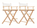 2X Director Movie Folding Tall Chair 76cm Beech WOOD HUMOR V274-FT-6015DC-WD2