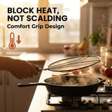 Stainless Steel Grease Splatter Guard, 11-Inch Fine Mesh Cover with Adjustable Comfort Grip Handle, V1258-DP02-F-871