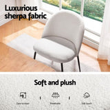 1 Artiss Dining Table and 4 Chairs Set White Sherpa DSET-120WH-VEL150-WHX4