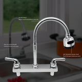 RV Faucet Replacement, RV Kitchen Sink Faucet with 360 Degree Rotatable Sprayer Flexible Spout, RV V1366-AZ2-W-18574