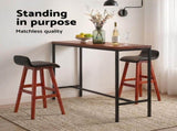 Artiss 3Pcs Bar Table and Stools Set Dining Desk Kitchen Chairs Cafe Pub Wood BA-TAB-SET-077-BK