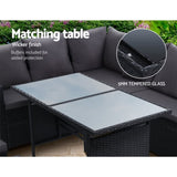 Gardeon Outdoor Dining Set Sofa Lounge Setting Chairs Table Ottoman Black Cover ODF-SDBOSS-3OTM-BK-COVER