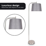 Sarantino Metal Task Floor Lamp Nickel Finish with Grey Fabric Shade LMP-MLM-618