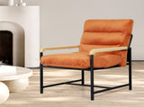 Levede Metal Framed Lounge Chair Velvet in Orange CH1149-BR_NZ