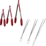 600F Heat Resistant 7/9/12 inches Silicone Cooking Tongs with Non Stick Rubber Tips and V1258-DP02-C-379