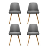 Artiss Dining Chairs Set of 4 Fabric Wooden Grey UPHO-D-DIN203A-GYX4