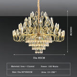 BAMDECOR C3347 Modern Luxury Crystal-leaf Chandelier LED Fashion Creativity Pendant Ceiling V255-BAM-C3347-60