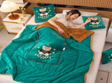 Dark Green Padded Thickened Hat Bear 2-in-1 Foldable Car Pillow Blanket - Cozy 40x40cm Pillow, V888-ELOSUNG33269