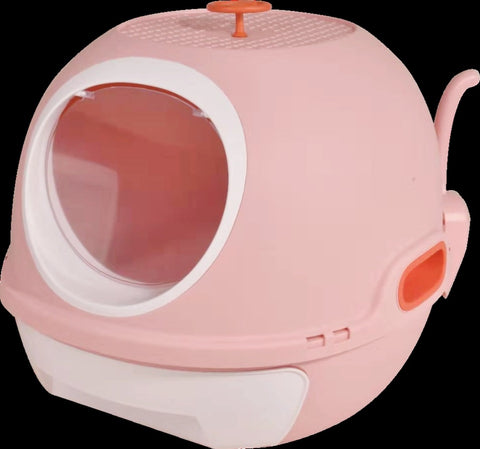 YES4PETS Hooded Cat Toilet Litter Box Tray House With Drawer and Scoop Pink V278-AT1002-LITTER-TRAY-PINK