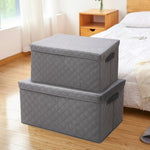 SOGA 2X Small Grey Non-Woven Diamond Quilt Grid Fabric Storage/Organizer Box SBOX041X2