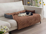 Plush Bolster Pet Bed Mat with Anti-Slip Base and Extended Drop Edge for Sofa and Floor Lounging V1341-ZY-5HCS3Q9B-DARKGREY-90120CM