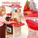 Keezi Kids Kitchen Pretend Play Set Cooking Sound Steam Light Function PLAY-KITCHEN-PK