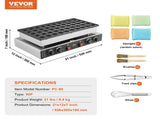 Mini Dutch Pancake Maker, 50PCS 43mm Diameter Dorayaki Baker Machine, 1700W Commercial Electric V952-SYJBJDP50KF0N6CCCV3