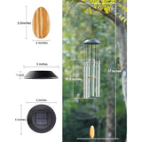 Solar Wind Chimes for Outside,37 Inch Memorial Wind Chimes Gifts for Mom Grandma, 6 LED Tubes Color V1192-AZ-W-2762